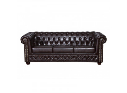 Modernes dreisitziges Kunstleder Sofa gemütlich elegant Chesterfield
