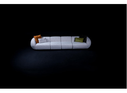 Graue Wohnlandschaft Sechssitzer Polster Textilsofa Ecklounge Modern