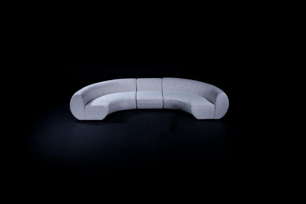 Halbrunde Graue Eckcouchgarnitur Textil Sofas U-Form Couch Modern Neu