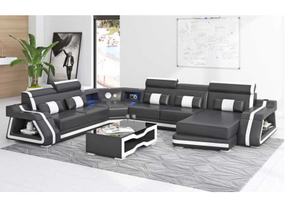 Ecksofa Modern Wohnlandschaft Sofa U Form Groß Ledersofa Braun Sofas