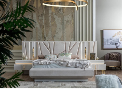Schlafzimmer Set Luxus Komplettes Bett +2x Nachttische 3tlg. Modern Set
