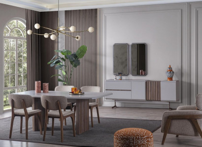 Esszimmer set Essgarnitur Gruppe Tisch Stühle 8tlg. Modern Möbel Essgruppe