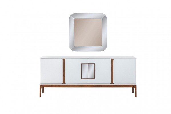 Luxus Esszimmer Set Esstisch 4x Stühle Anrichte Spiegel 7 tlg Modern