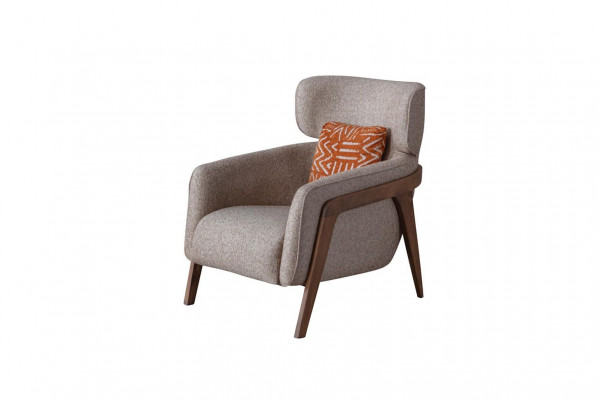 Sessel Modern Beige Wohnzimmer Textil Luxus Design Möbel Lounge Club