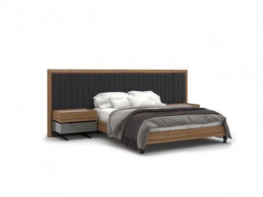 Schlafzimmer Set 3tlg Doppel Bett Modern 2x Nachttische Holz Design Komplett