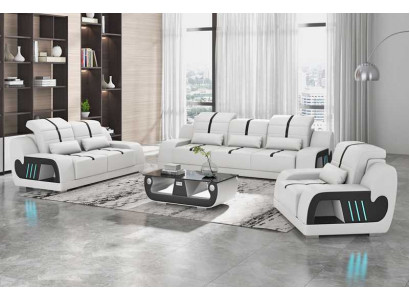 Couchgarnitur Luxus Sofagarnitur Komplette Weiß Kunstleder Sofa 321