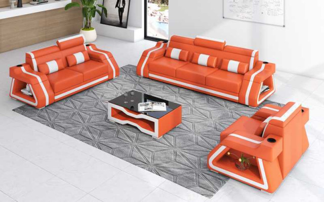 Ledersofas Komplette Couchgarnitur Sofagarnitur Sofa 3tlg Sofas Gelb