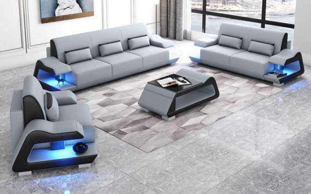 Couchgarnitur Sofagarnitur Ledersofas Sofa Komplette 3tlg Weiß Set 3+2+1