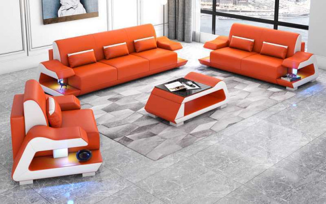 Couchgarnitur Sofagarnitur Ledersofas Sofa Komplette 3tlg Weiß Set 3+2+1