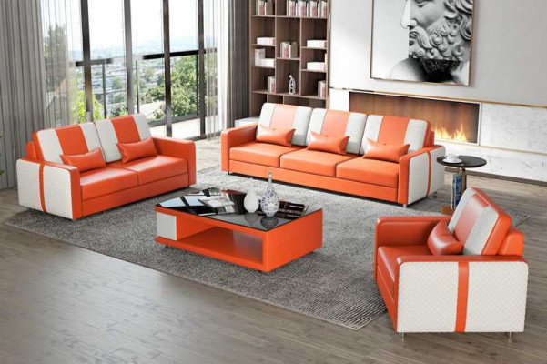 Komplette Sofa Sofagarnitur Luxus Couchgarnitur Grau Kunstleder 321
