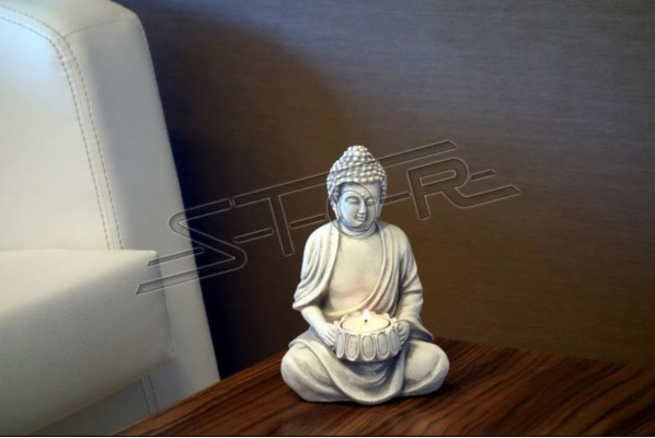 Buddha Skulptur Teelichter Kerze Ständer Große Skulptur Garten