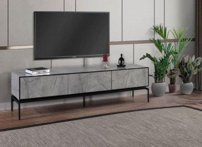Sideboard RTV Lowboard Modern TV Ständer Wohnzimmer Grau Holz Tisch