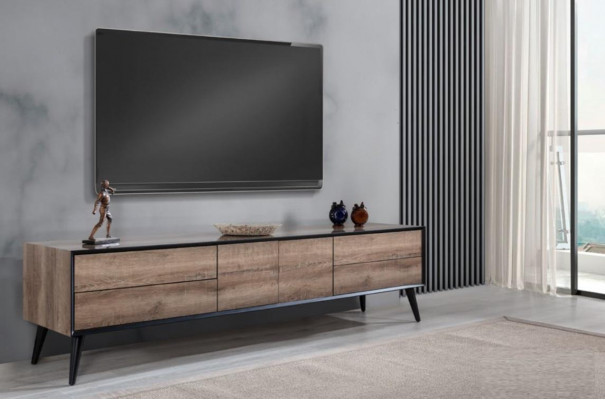 TV Ständer RTV Lowboard Wohnzimmer Modern Braun Holz Sideboard Tisch