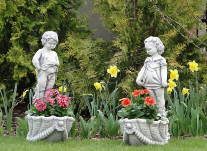 Figur Blumenkübel Pflanz Kübel Dekoration Blumentöpfe Figur Dekor Garten