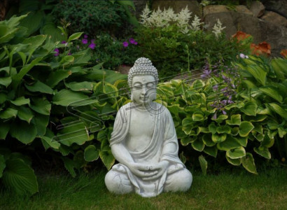Figur Buddha Skulptur in Steinoptik. Große Skulptur für Dekorative Garten