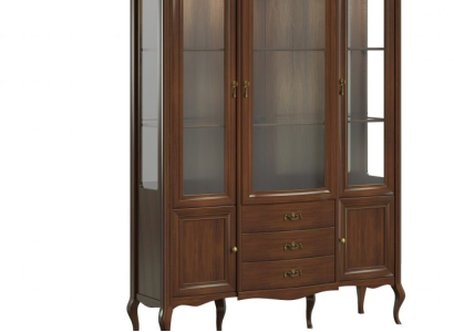 Großer Schrank Massiv Echtholz Rustikal Klassische Vitrine Vitrinenschrank PR-W3