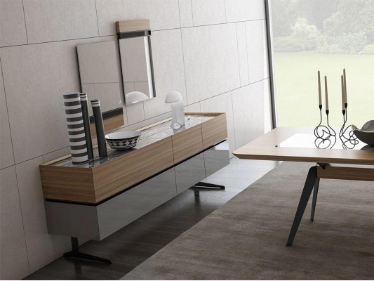 Luxus Esszimmer Set 8tlg Esstisch Komplett Stühle Sideboard mit 2x Spiegel Neu