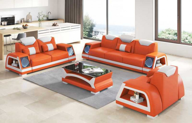 Komplette Couchgarnitur Sofagarnitur Ledersofas Sofa 3tlg Sofas Braun