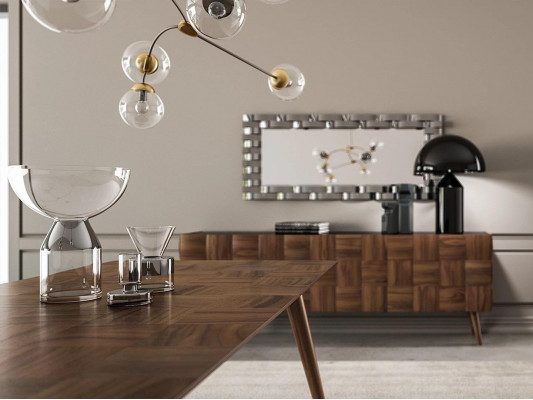 Luxus Sideboard mit Spiegel Esszimmer Komplett Einrichtung Design Möbel