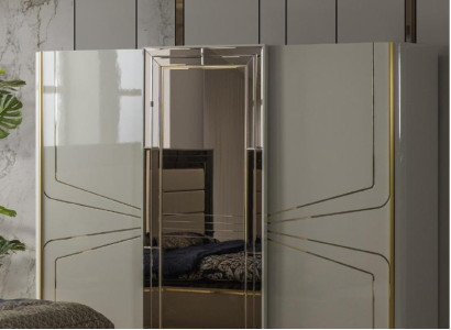 Modernes Schlafzimmer-Set in Beige mit europäischem Akzent