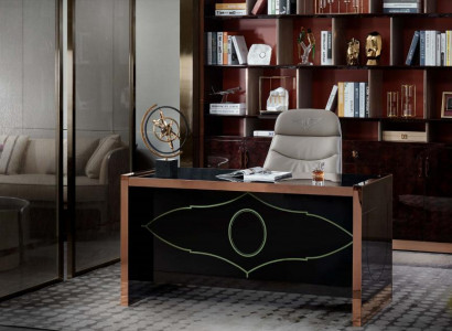 Tisch Stuhl Arbeitszimmer Schreibtisch Schwarz Büro Einrichtung Möbel Luxus 2tlg