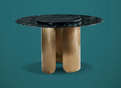 Esstisch Schwarz Marmor Esszimmer Edelstahl Runder Tisch Design Möbel
