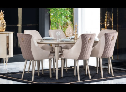 Esszimmer Garnitur Set Tisch 6x Stühle Stuhl Komplettes Neu Set Essgruppe 7tlg.