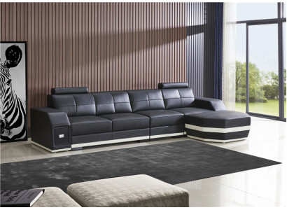 Ledersofa Wohnlandschaft Eck Garnitur Design Modern L-Form Ecksofa