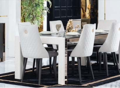 Design Luxus Tische Esszimmer Italienische Möbel Tisch Lehnstuhl 6x Stühle Neu