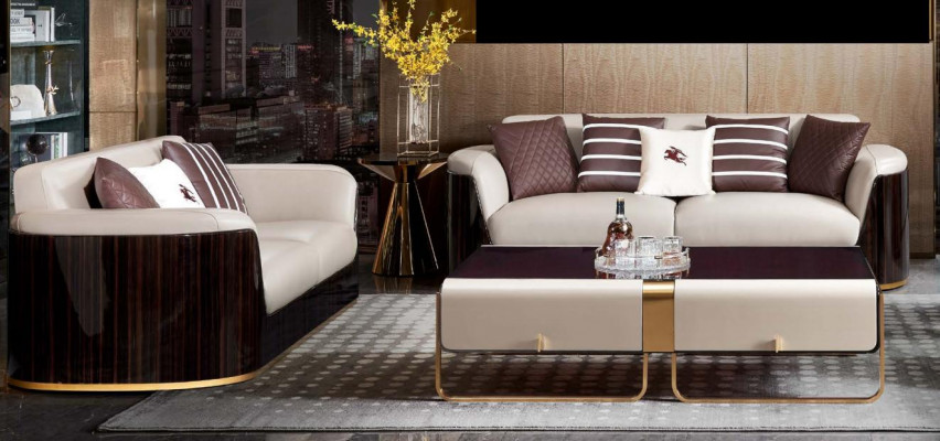 Couchtisch Sofa Beistelltisch Luxus Holz Wohnzimmer Edelstahl Modern