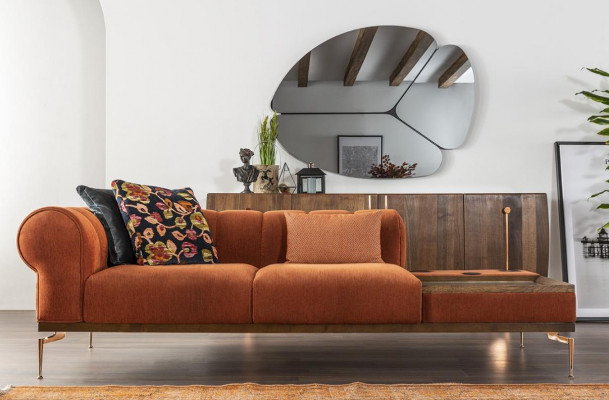 Sofagarnitur 321 Sitzer Sofa Sofas Stoff Tonanlage Blau Orange Sessel