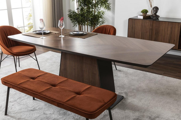 Essgruppe Esszimmer Esstisch Stühle Sideboard Set 10tlg Holz Braun Neu