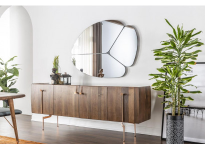 Sideboard Kommode Anrichte Spiegel Holz Braun Anrichte Schränke Set 2tlg.