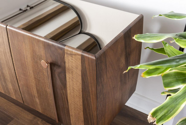 Sideboard Kommode Anrichte Spiegel Holz Braun Anrichte Schränke Set 2tlg.