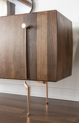 Sideboard Kommode Anrichte Spiegel Holz Braun Anrichte Schränke Set 2tlg.