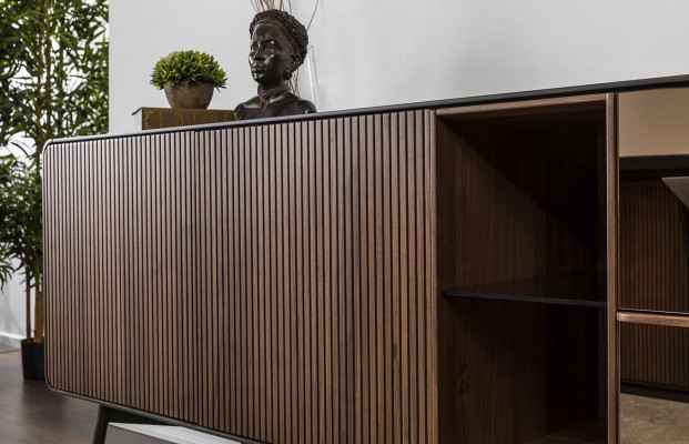 Sideboard Kommode Anrichte Spiegel Holz Modern Braun Set Garnitur