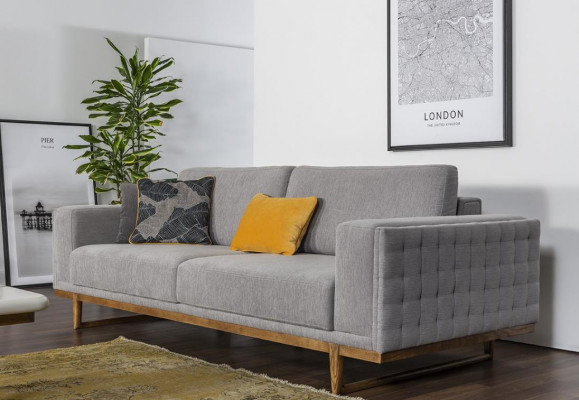 Dreisitzer Sofa 3 Sitzer Stoffsofa Sofas Modern Grau Stoff Couch Neu