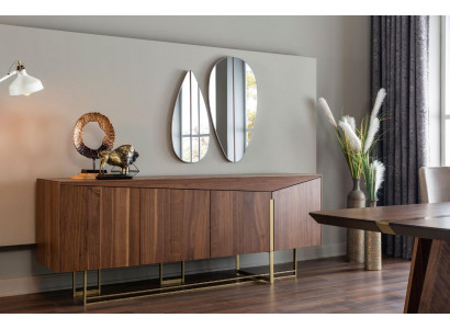 Sideboard Kommode Anrichte Spiegel Holz Braun Esszimmer Schränke Set