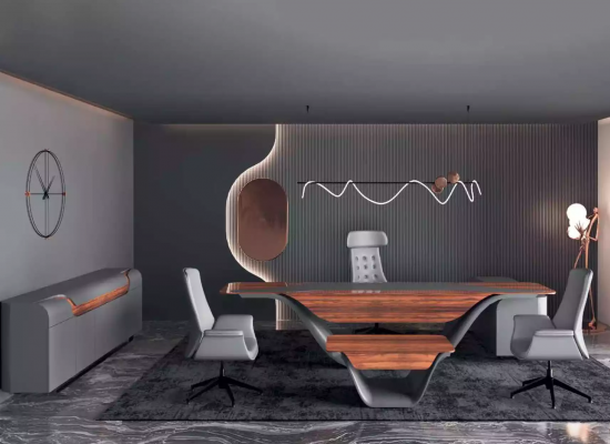 Ein luxuriöses Set für ein hochwertiges Büro im futuristischen Stil