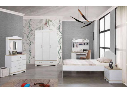 Komplett Jugendzimmer Kinderzimmer Set Bett Kleiderschrank Kommode 5tlg Möbel
