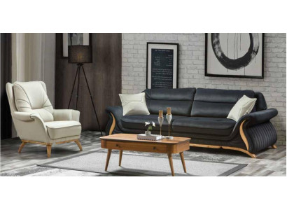Design Sofa 3+1 Sitz Sessel Couch Polster Luxus Klassische Kunstleder Couchen