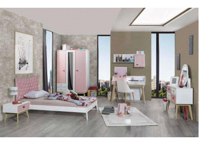 Jugend Kinder Zimmer Mädchen Modern Schrank Schlafzimmer Kommode Tisch 5tlg.
