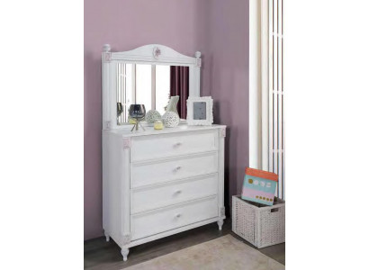 Kommode mit Spiegel Kinderzimmer Kinderschrank Mädchen Jugendzimmer Weiß Möbel