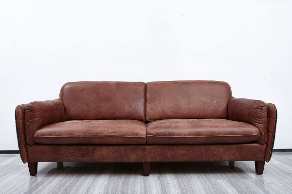 Luxury Vintage 3+2 Sitzer Echtleder Möbel Wohnzimmer Sofa Suite Loft garnituren
