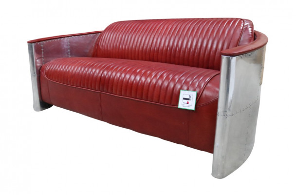 Ledersofa Couch Polster Sofa Aluminium Dreisitzer Vintage Luxus Möbel Sofas Neu