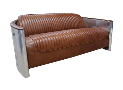 Design Club 3 Sitzer Sofa Ledersofa Dreisitzer Vintage Leder Aluminium Couchen
