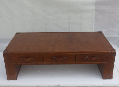 Couchtisch Wohnzimmertisch Truhe Beistelltisch in Vintage Tisch 147x85cm Leder