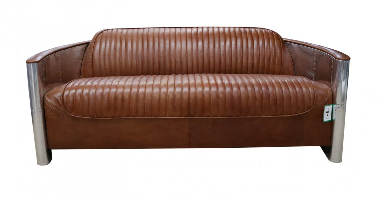 Design Club 3 Sitzer Sofa Ledersofa Dreisitzer Vintage Leder Aluminium Couchen