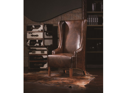 Echtleder Relaxsessel Vintage Cigar Ledersessel Sessel Leder Ohrensessel Fernseh