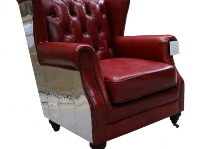 Ohrensessel Echtleder Vintage Chesterfield Leder Fernsehsessel Ledersessel Neu